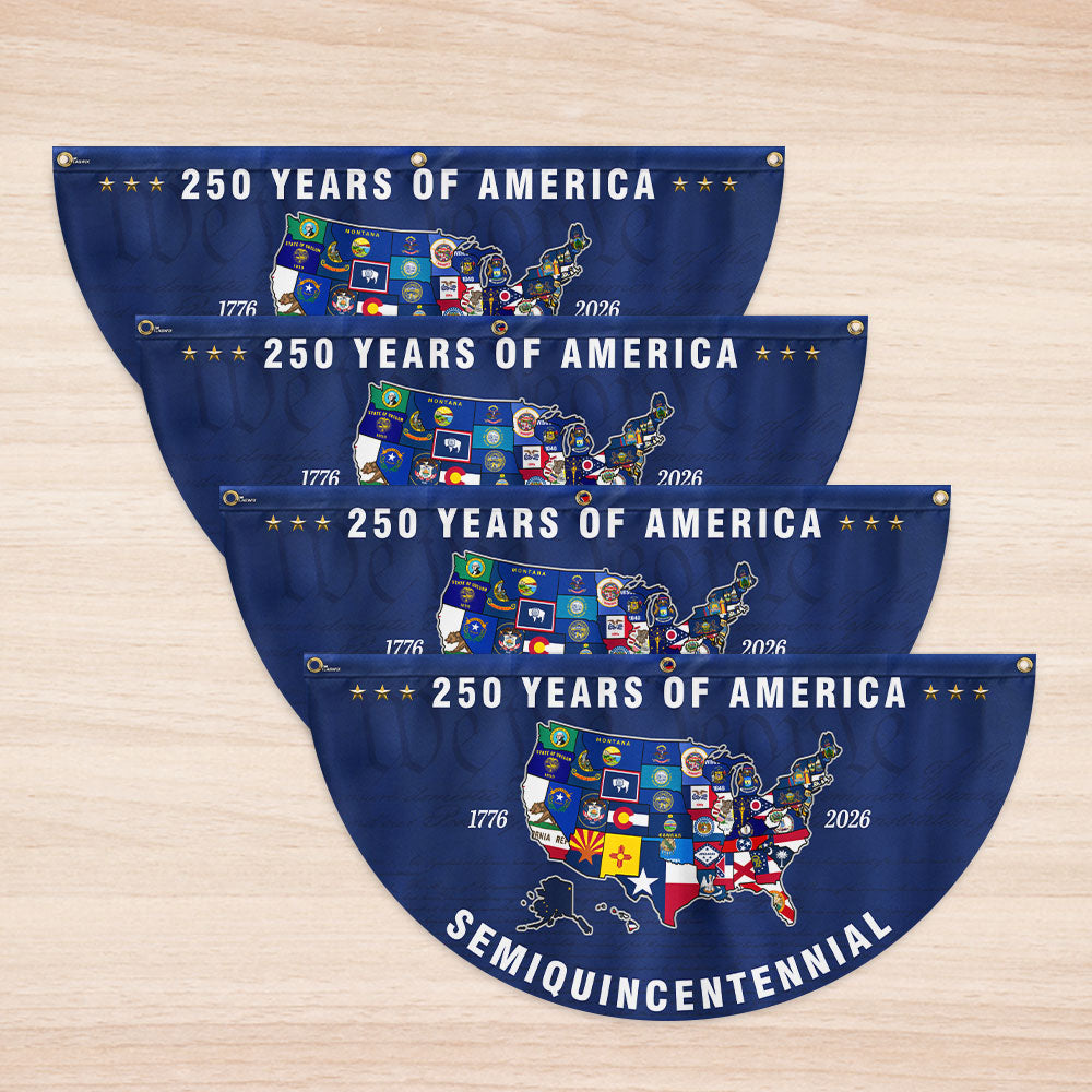 250th Anniversary Semiquincentennial 50 States of America Fan Flag