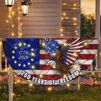 250 Years of Freedom Eagle Betsy Ross Stained Glass Solar Led Fan Flag
