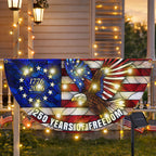 250 Years of Freedom Eagle Betsy Ross Stained Glass Solar Led Fan Flag