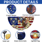 250 Years of Freedom Eagle Betsy Ross Stained Glass Solar Led Fan Flag