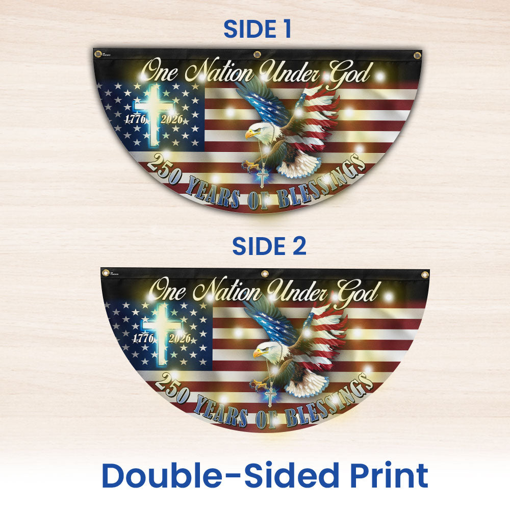 One Nation Under God 250 Years of Blessings Eagle Cross Solar Led Fan Flag