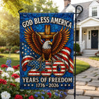 250 Years of Freedom God Bless America Stained Glass US Flag