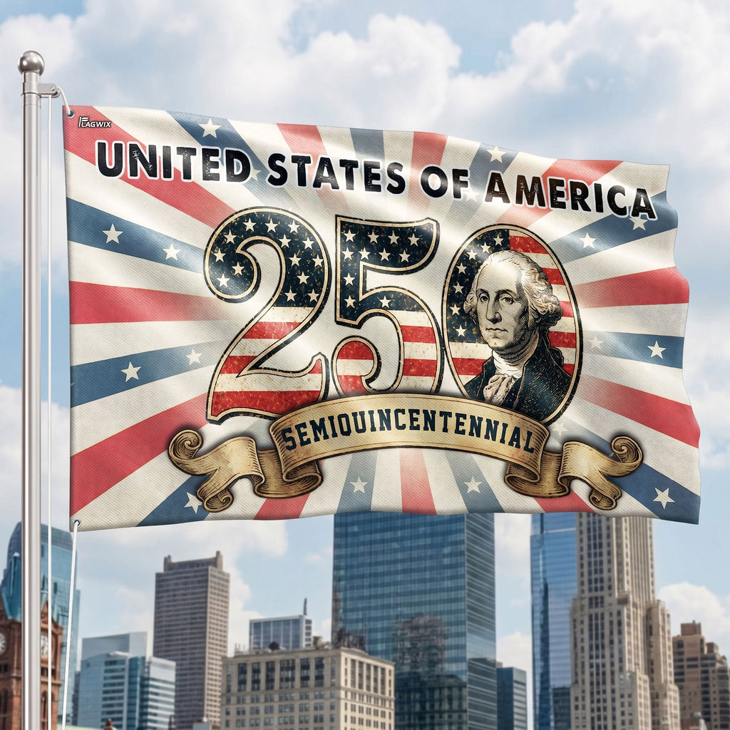 250th Anniversary United States of America Washington Vintage Grommet Flag