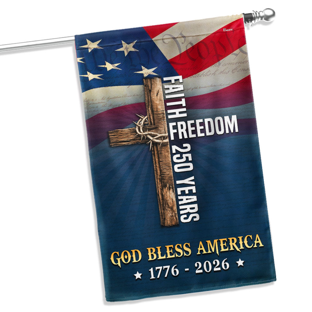 Christian Cross Flag, God Bless America Faith Freedom 250 Years US Flag
