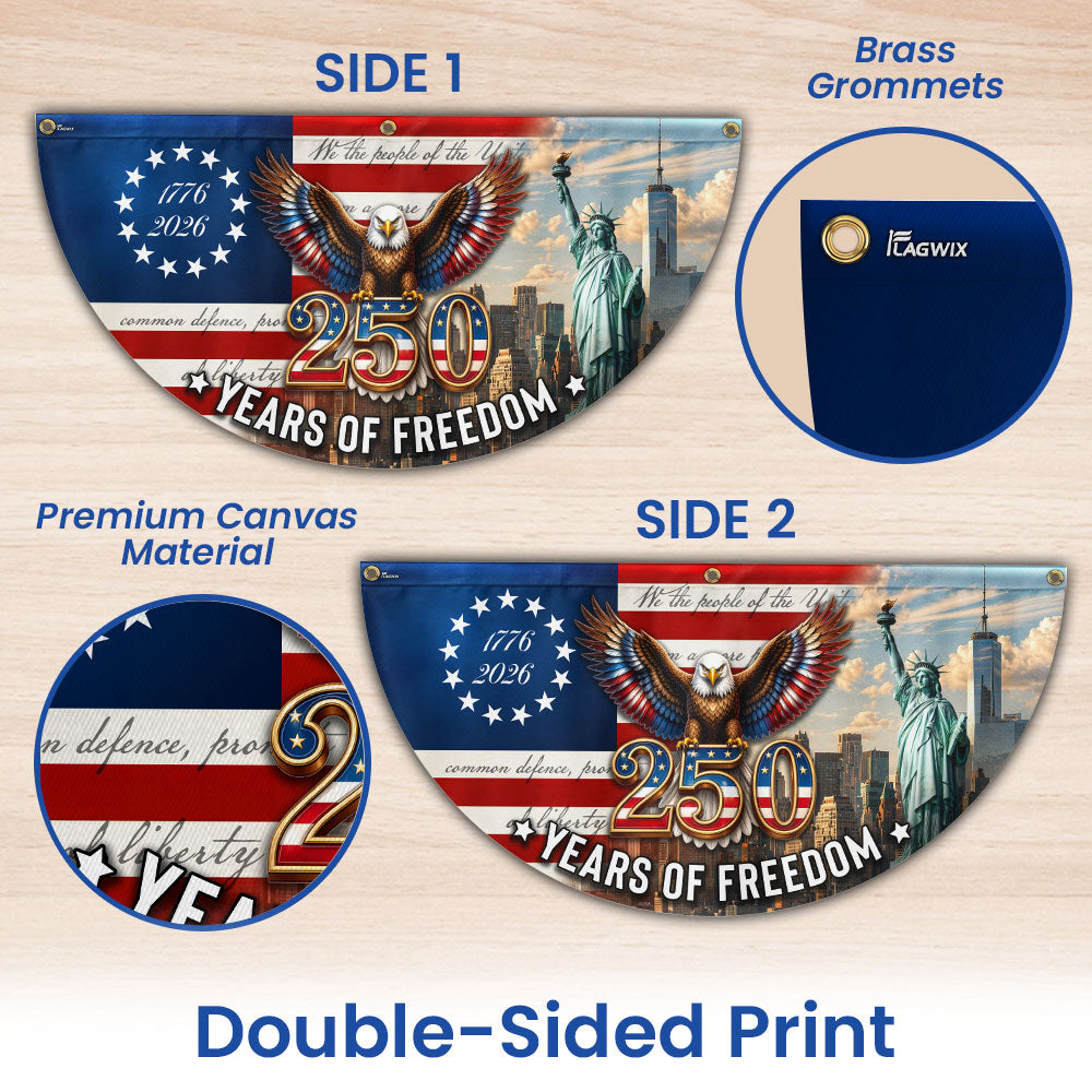 Betsy Ross Flag, 250 Years of Freedom Liberty We The People Fan Flag