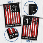 250 Years of Blessings One Nation Under God Christian Cross Vintage US Flag