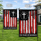 250 Years of Blessings One Nation Under God Christian Cross Vintage US Flag