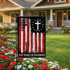 250 Years of Blessings One Nation Under God Christian Cross Vintage US Flag