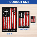 250 Years of Blessings One Nation Under God Christian Cross Vintage US Flag