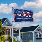 USA Independence Day Flag, 250 Years of Freedom We The People Grommet Flag