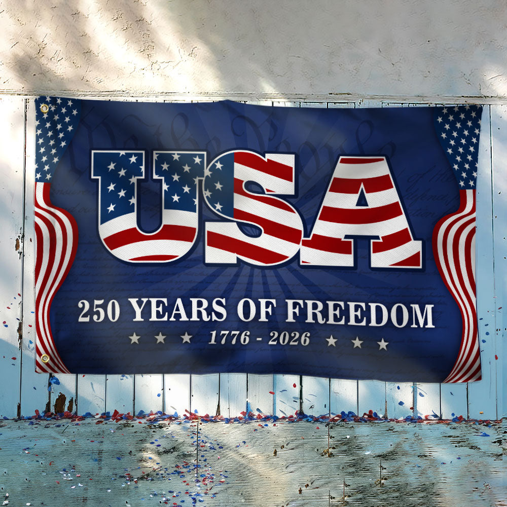 USA Independence Day Flag, 250 Years of Freedom We The People Grommet Flag