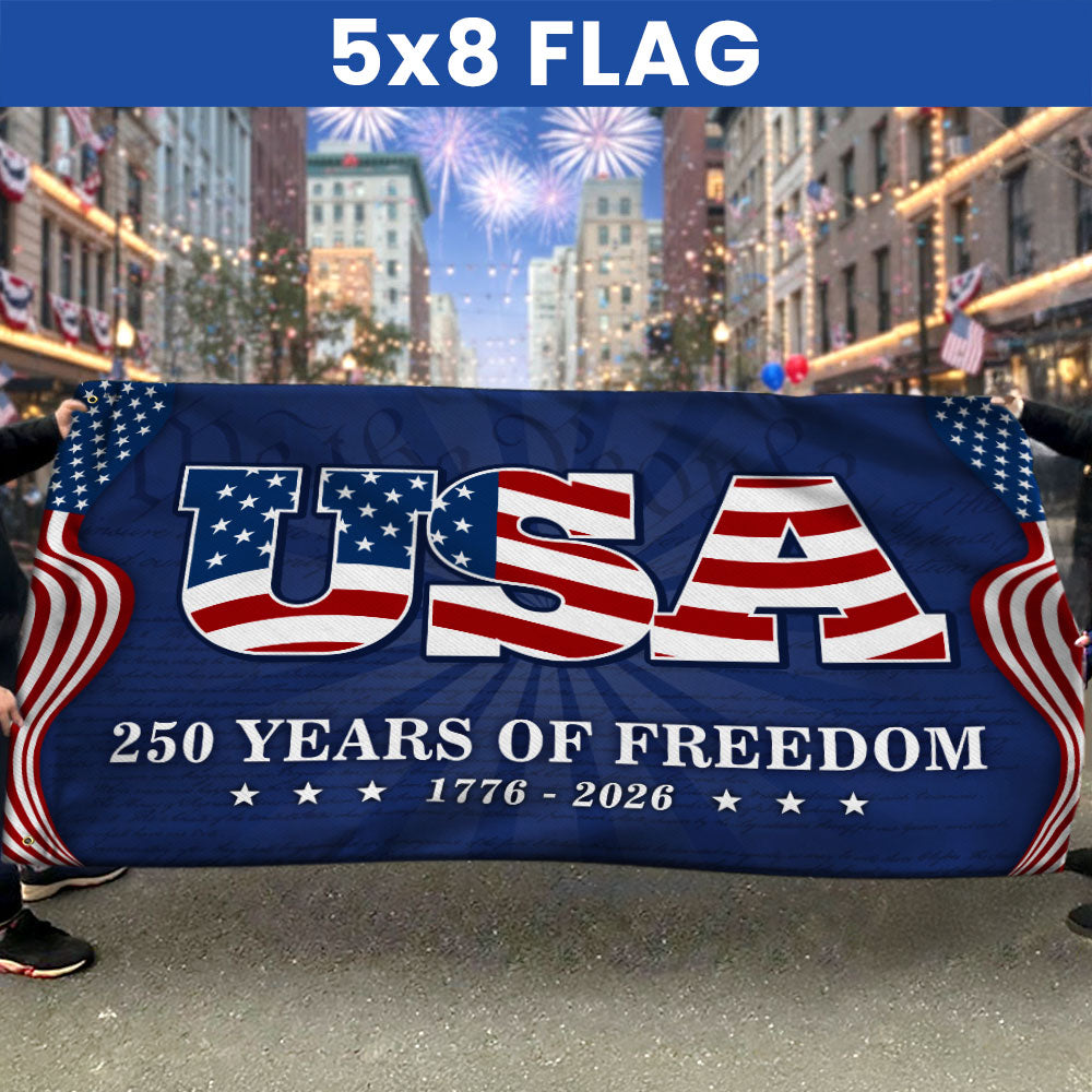 USA Independence Day Flag, 250 Years of Freedom We The People Grommet Flag