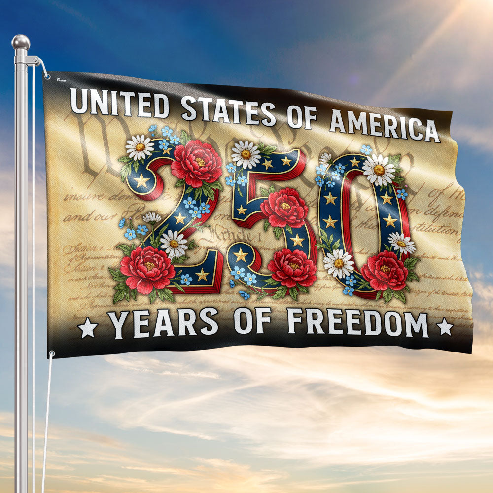 American Flag Floral 250 Years of Freedom United States of America Vintage Decor
