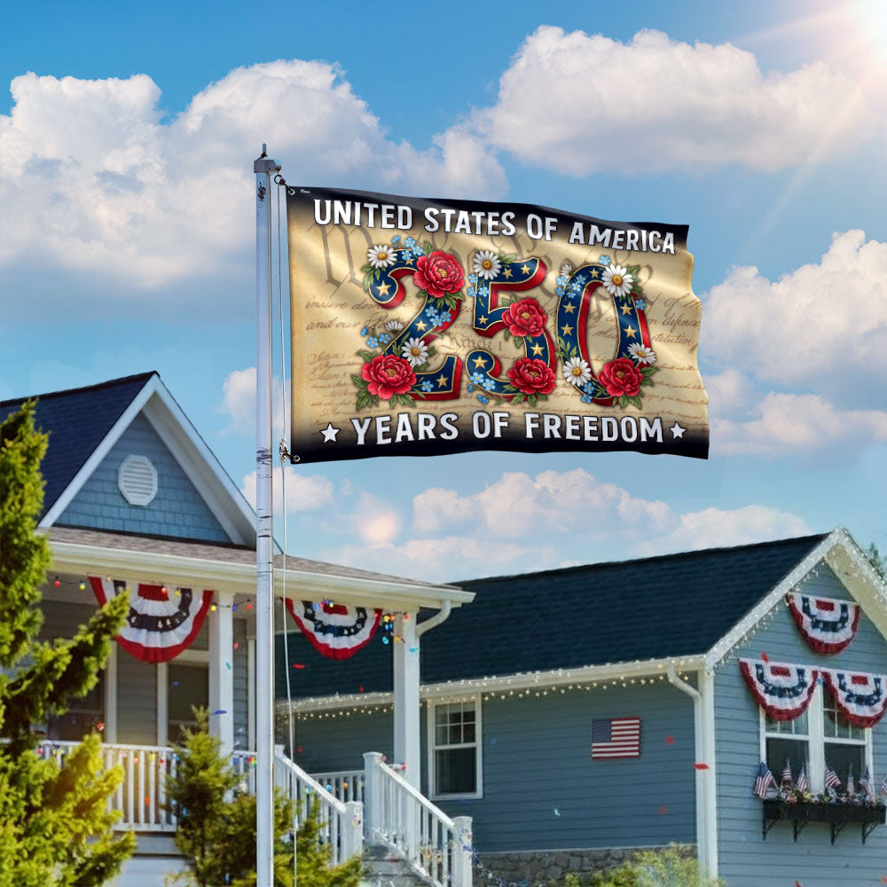 American Flag Floral 250 Years of Freedom United States of America Vintage Decor