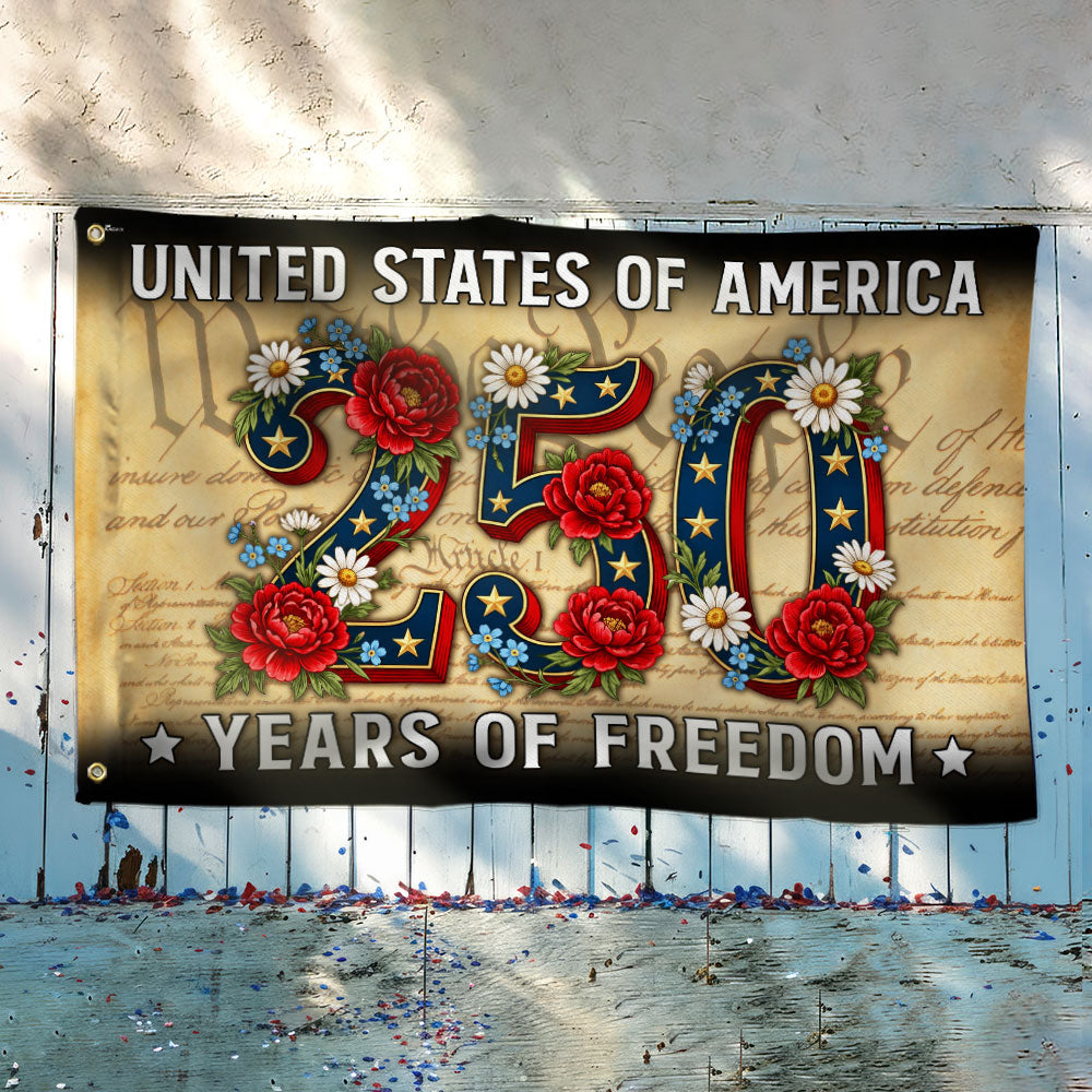 American Flag Floral 250 Years of Freedom United States of America Vintage Decor