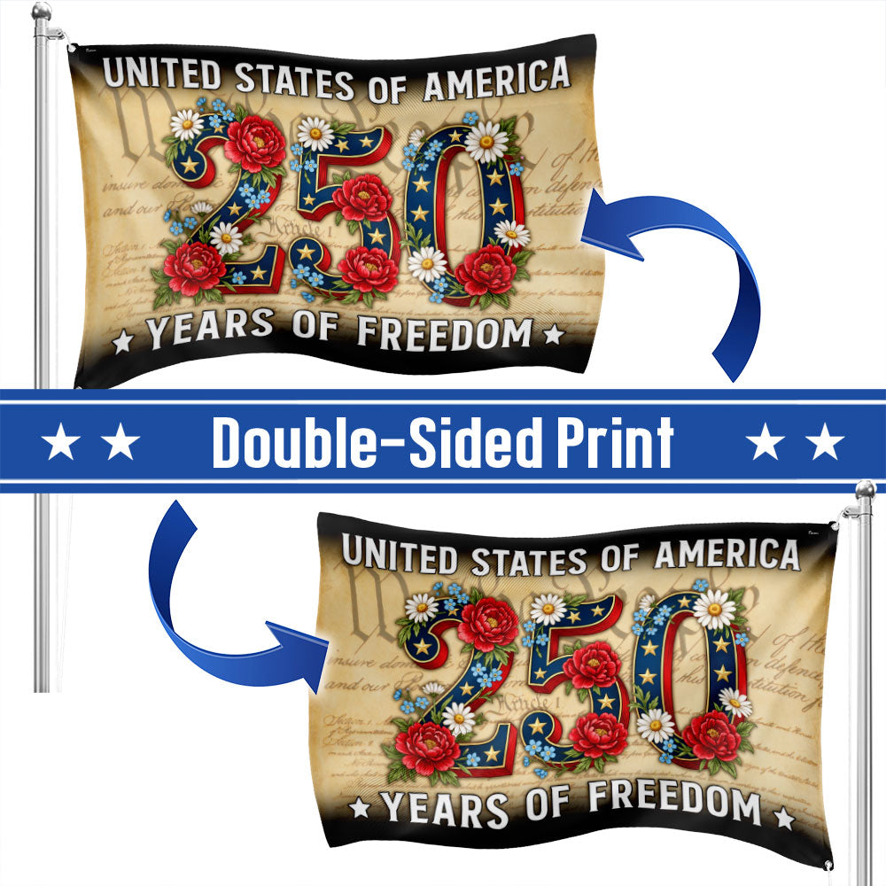 American Flag Floral 250 Years of Freedom United States of America Vintage Decor