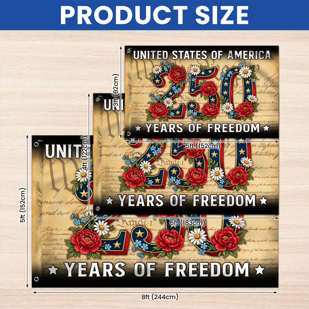 American Flag Floral 250 Years of Freedom United States of America Vintage Decor