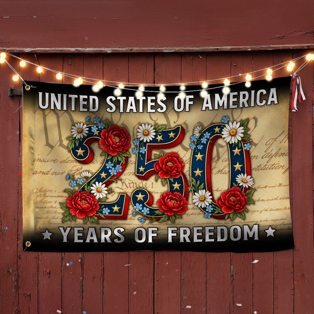 American Flag Floral 250 Years of Freedom United States of America Vintage Decor