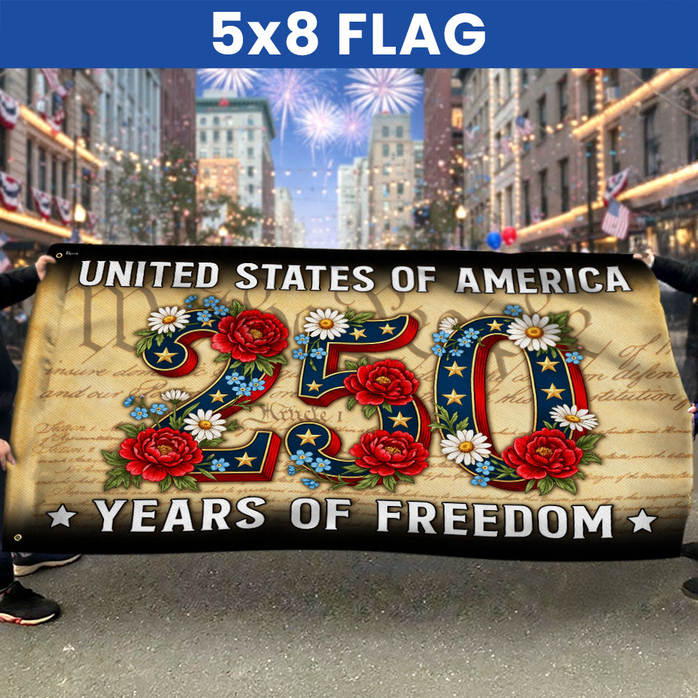 American Flag Floral 250 Years of Freedom United States of America Vintage Decor