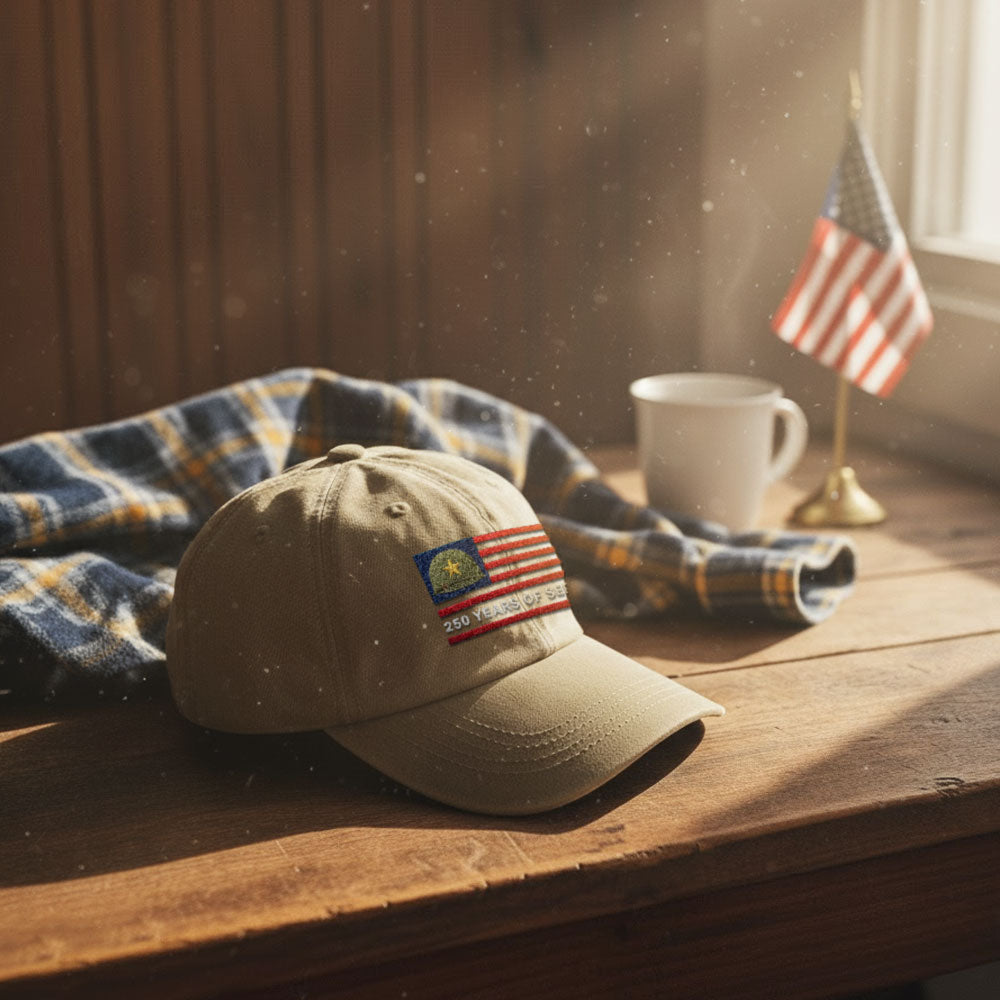 Memorial Day Washed Cap, 250 Years of Service Military Hat