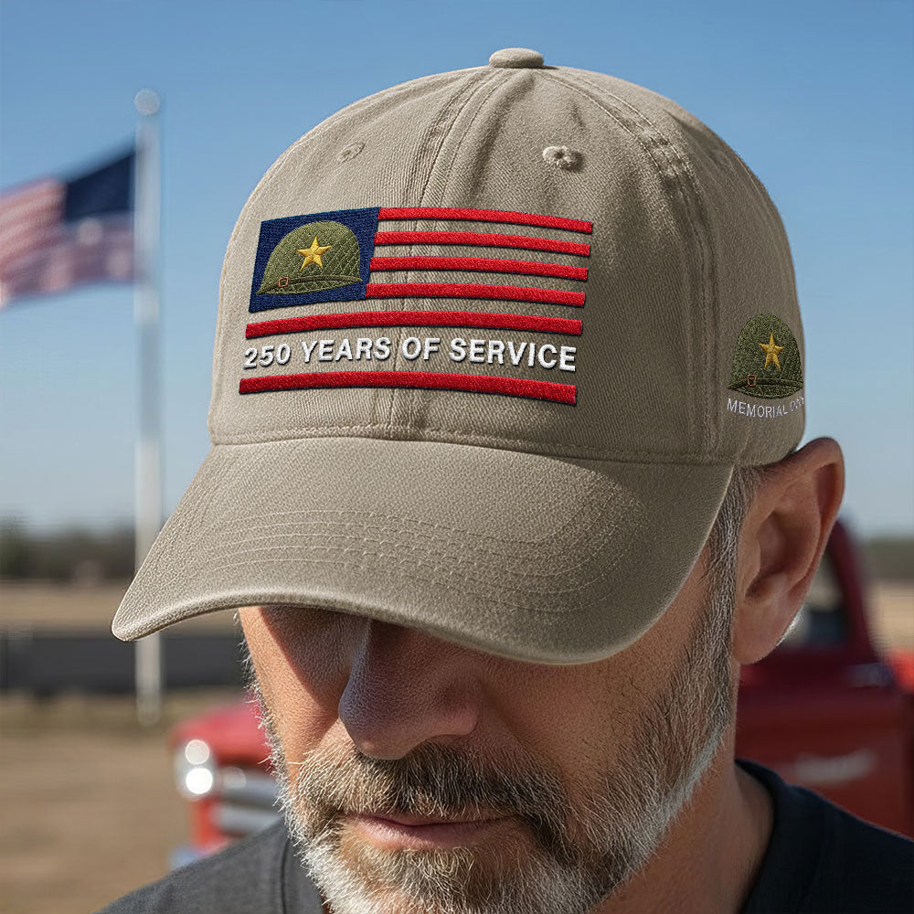Memorial Day Washed Cap, 250 Years of Service Military Hat