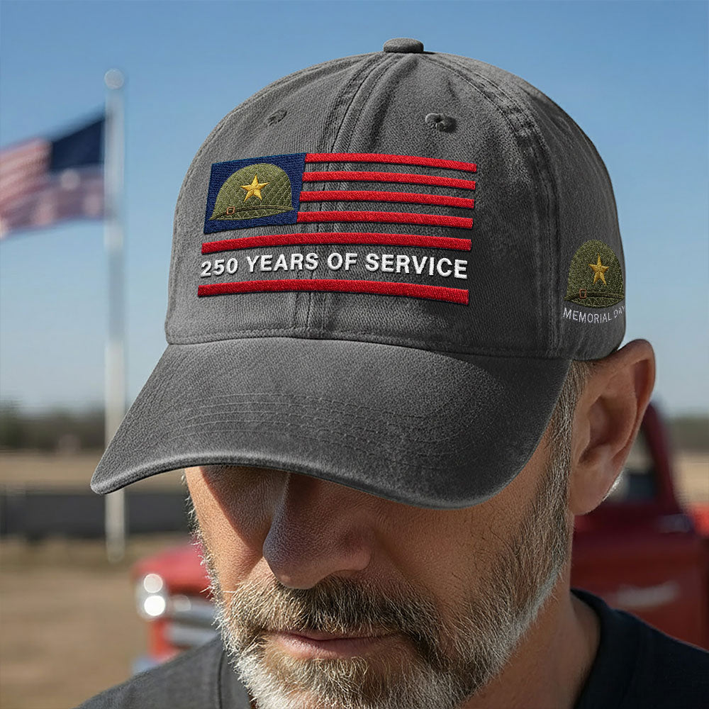 Memorial Day Washed Cap, 250 Years of Service Military Hat