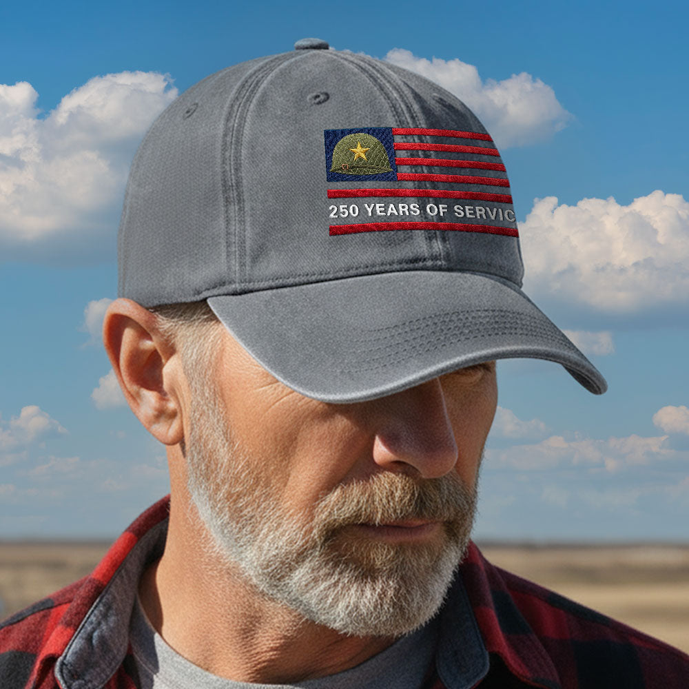 Memorial Day Washed Cap, 250 Years of Service Military Hat