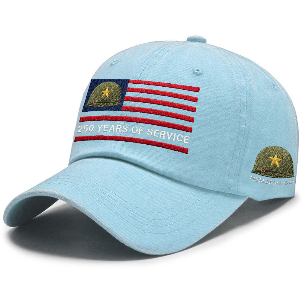 Memorial Day Washed Cap, 250 Years of Service Military Hat