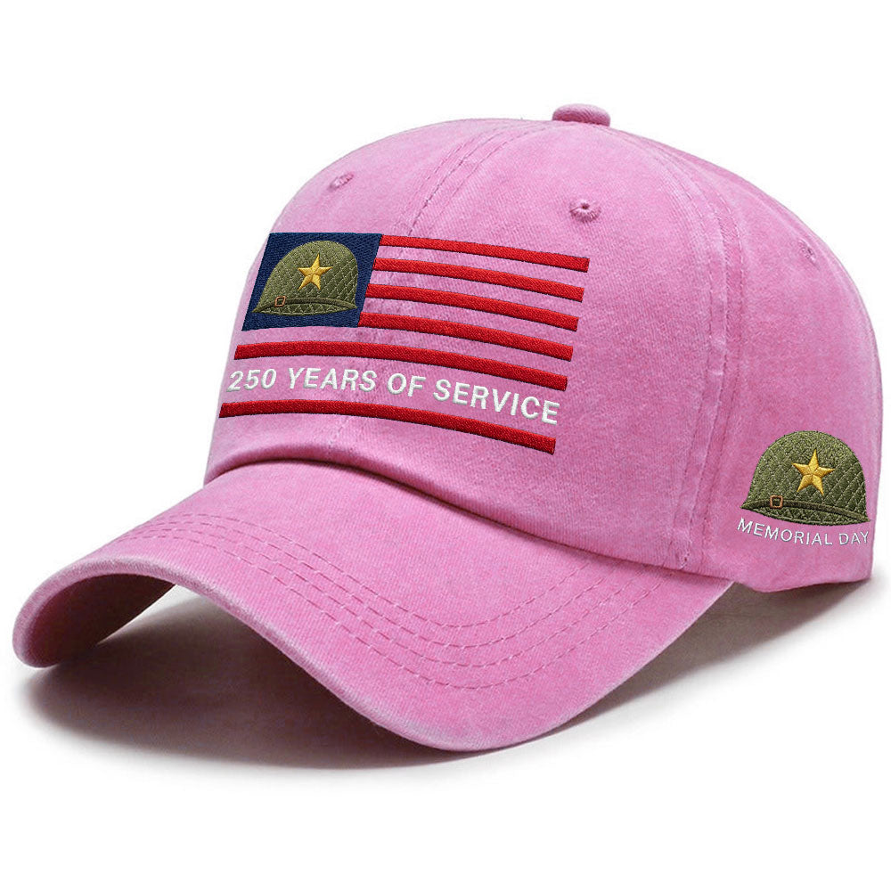 Memorial Day Washed Cap, 250 Years of Service Military Hat