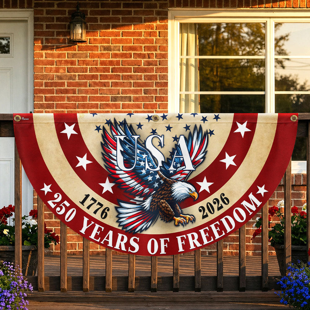 USA 250 Years of Freedom Patriotic Eagle 1776 2026 Vintage Fan Flag