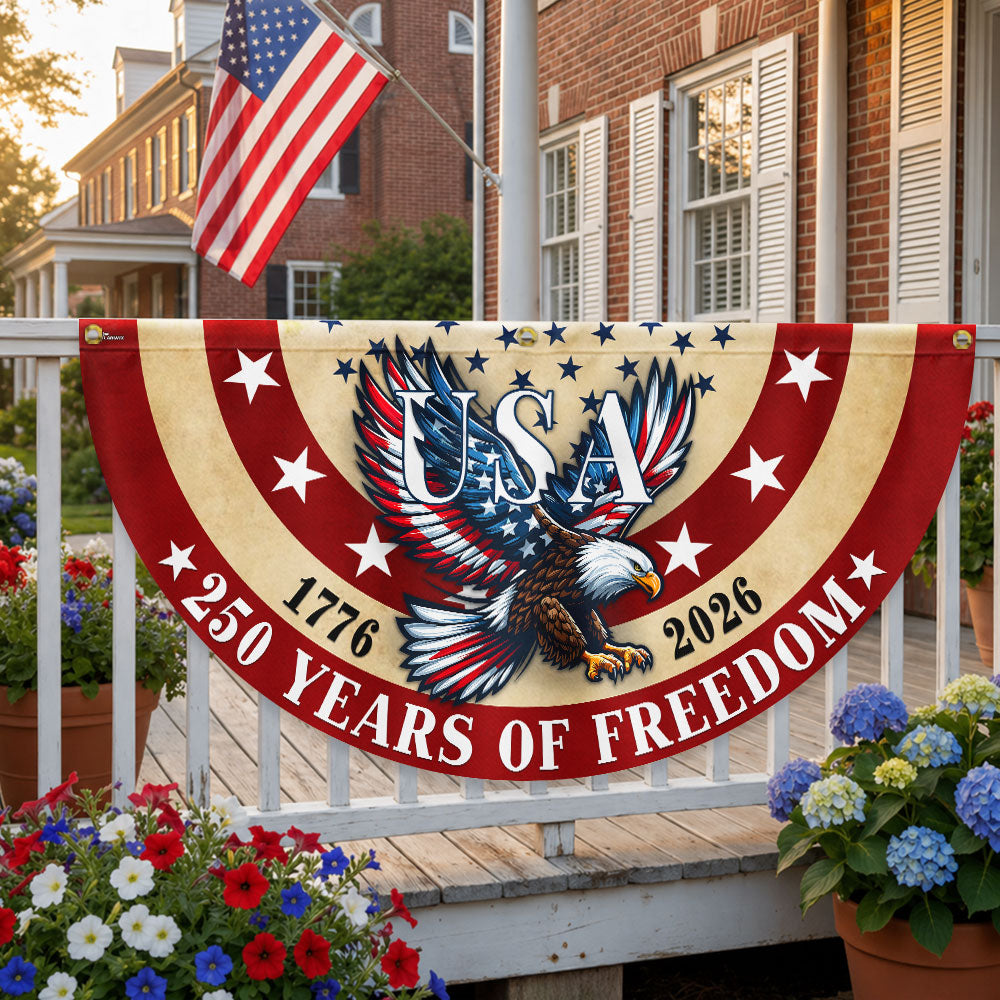 USA 250 Years of Freedom Patriotic Eagle 1776 2026 Vintage Fan Flag
