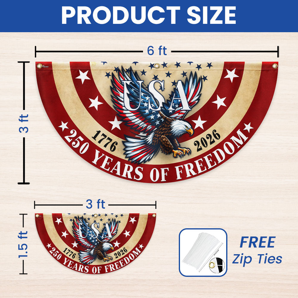 USA 250 Years of Freedom Patriotic Eagle 1776 2026 Vintage Fan Flag