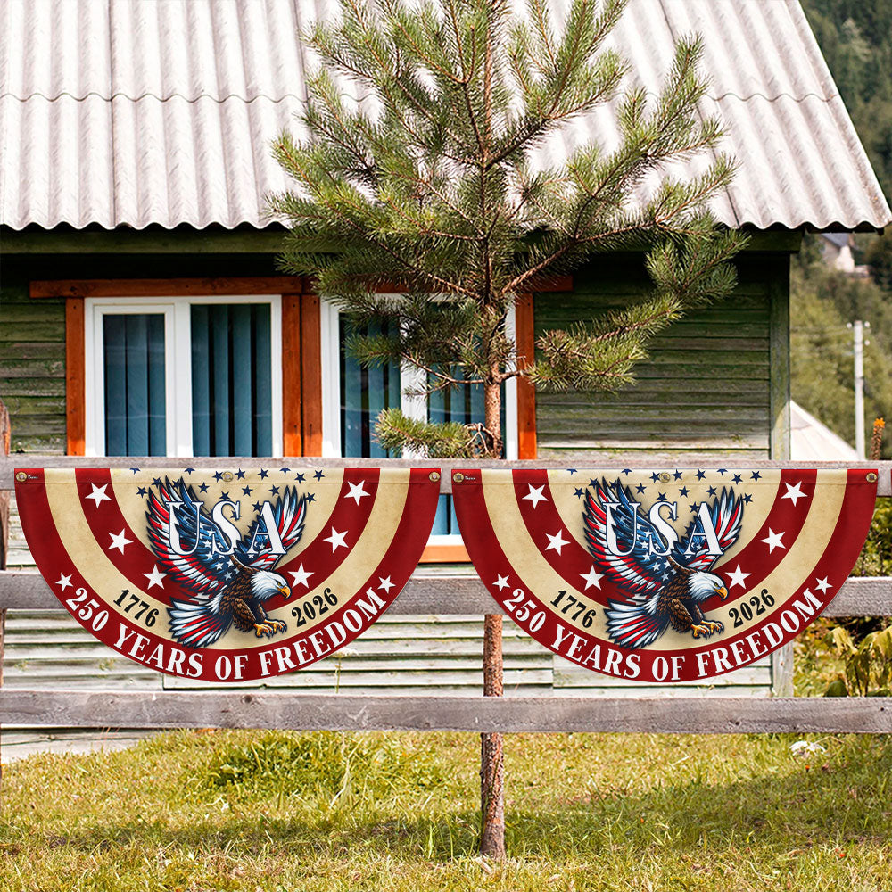 USA 250 Years of Freedom Patriotic Eagle 1776 2026 Vintage Fan Flag