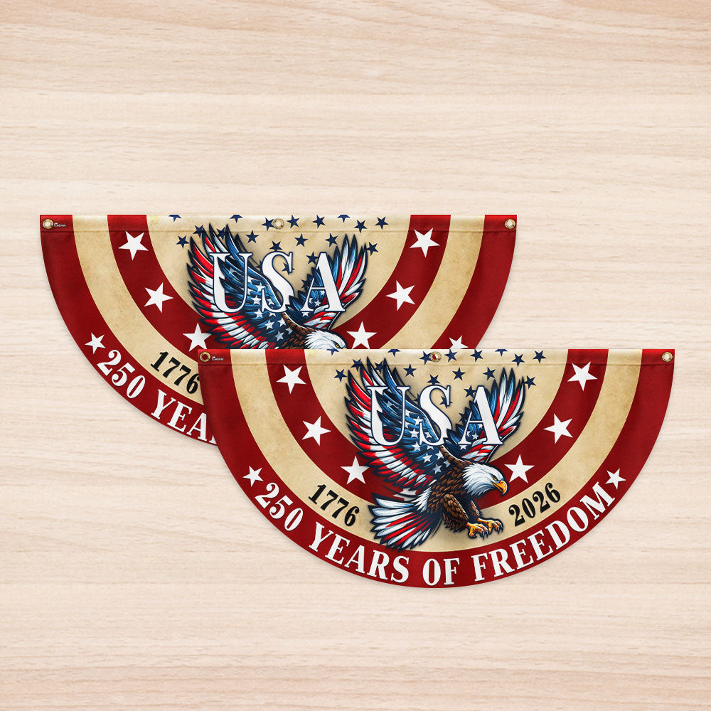 USA 250 Years of Freedom Patriotic Eagle 1776 2026 Vintage Fan Flag
