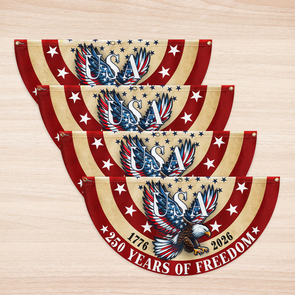USA 250 Years of Freedom Patriotic Eagle 1776 2026 Vintage Fan Flag