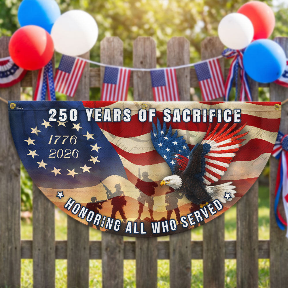 Memorial Day Flag, 250 Years of Sacrifice Patriotic Eagle Vintage Fan Flag