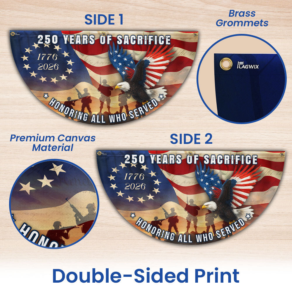 Memorial Day Flag, 250 Years of Sacrifice Patriotic Eagle Vintage Fan Flag