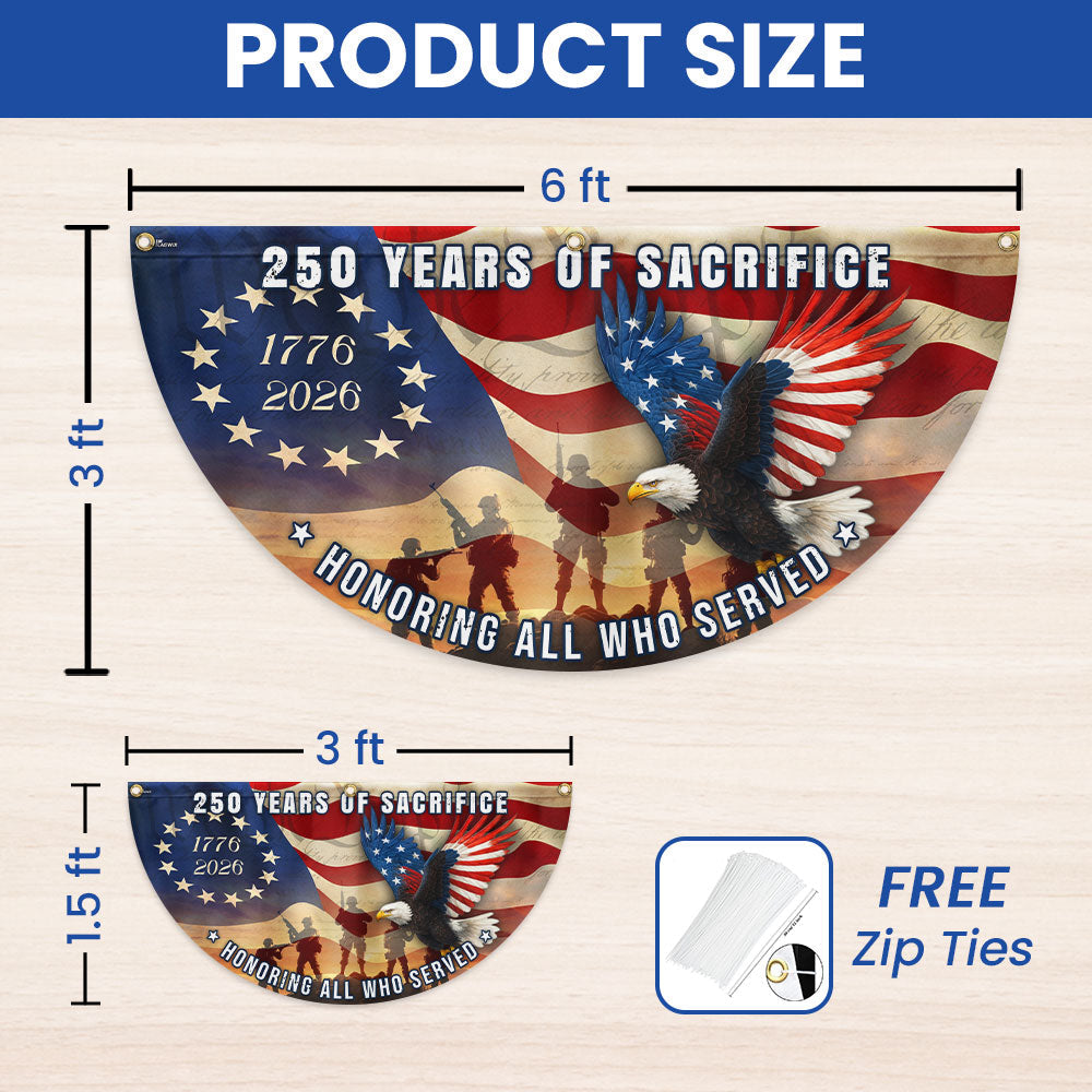 Memorial Day Flag, 250 Years of Sacrifice Patriotic Eagle Vintage Fan Flag