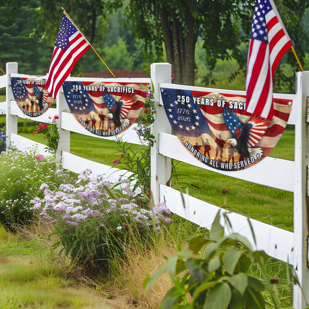 Memorial Day Flag, 250 Years of Sacrifice Patriotic Eagle Vintage Fan Flag