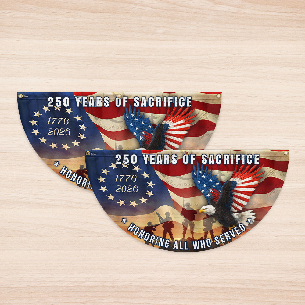 Memorial Day Flag, 250 Years of Sacrifice Patriotic Eagle Vintage Fan Flag