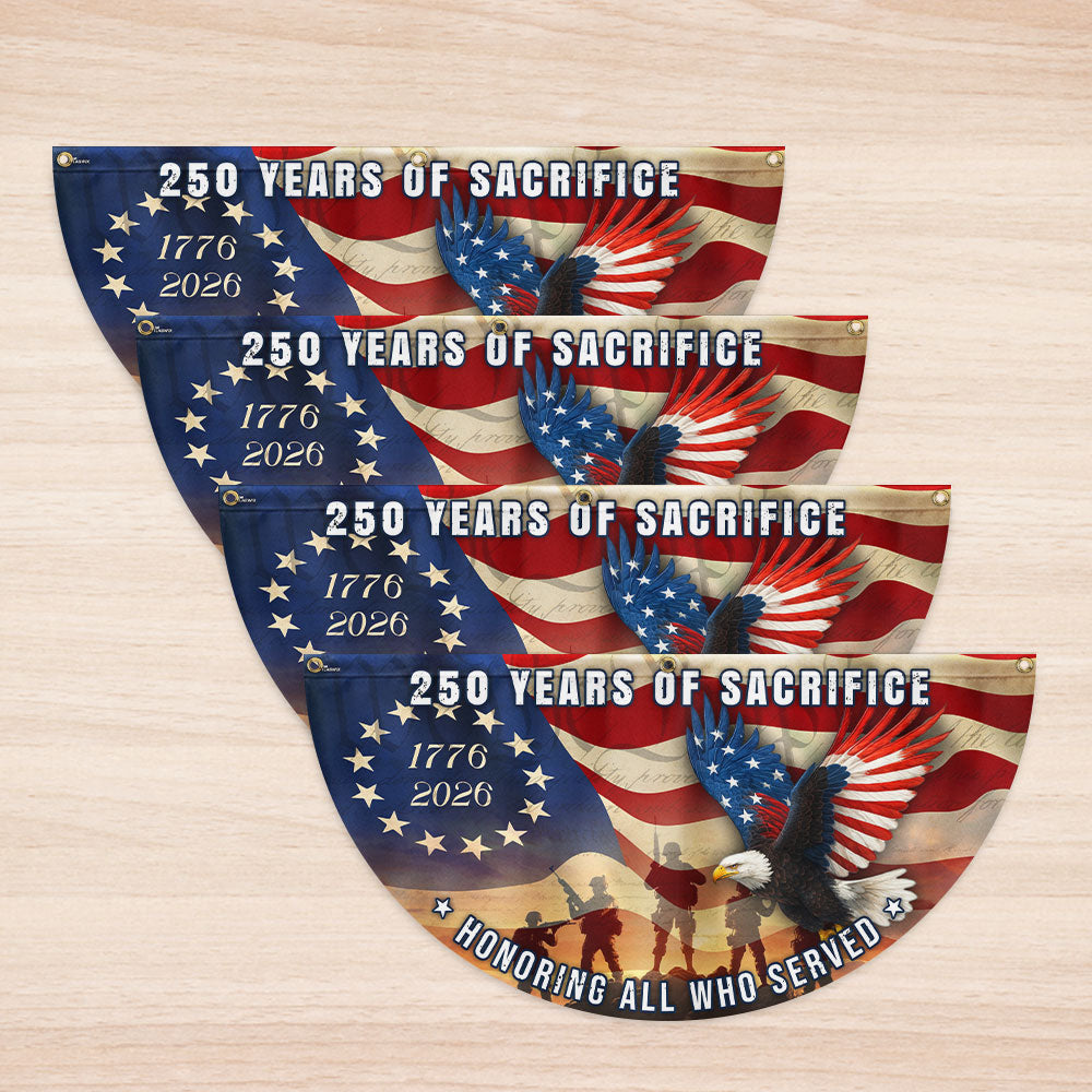 Memorial Day Flag, 250 Years of Sacrifice Patriotic Eagle Vintage Fan Flag