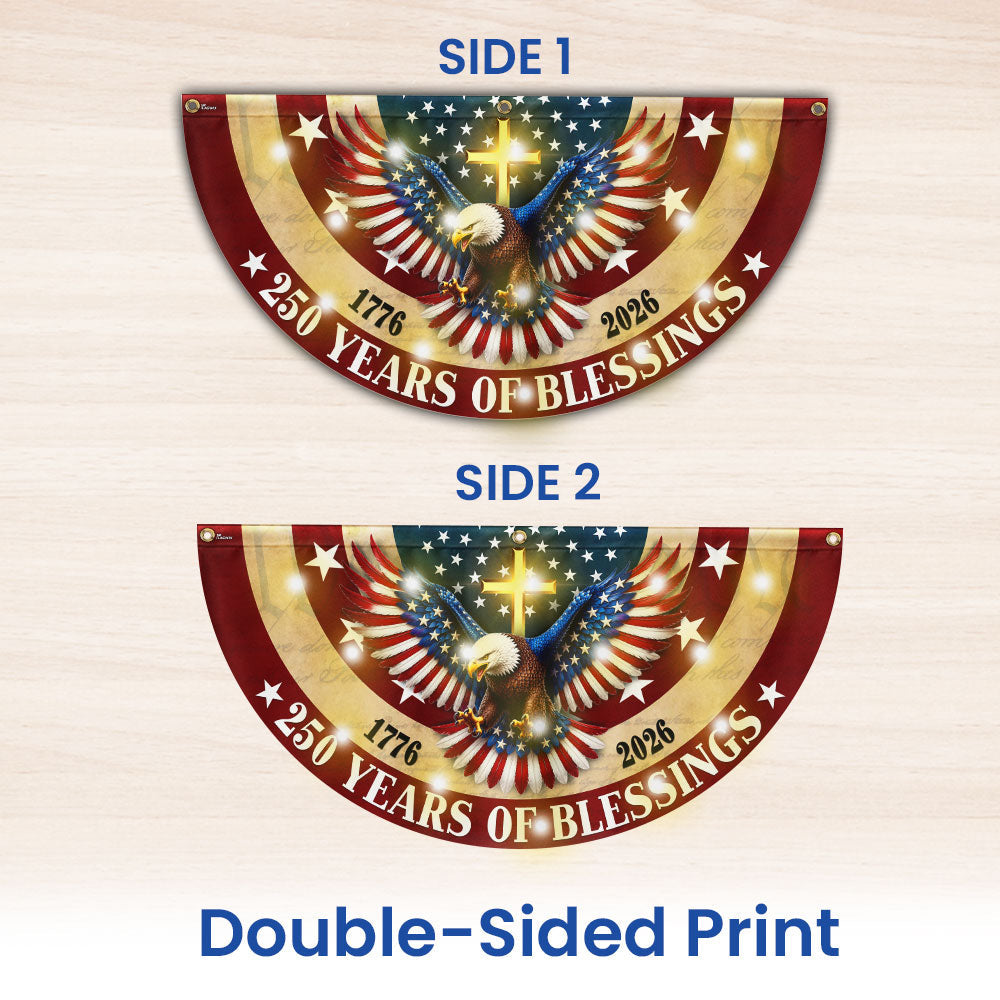 Christian Flag, 250 Years of Blessings Patriotic Eagle Cross Solar Led Fan Flag
