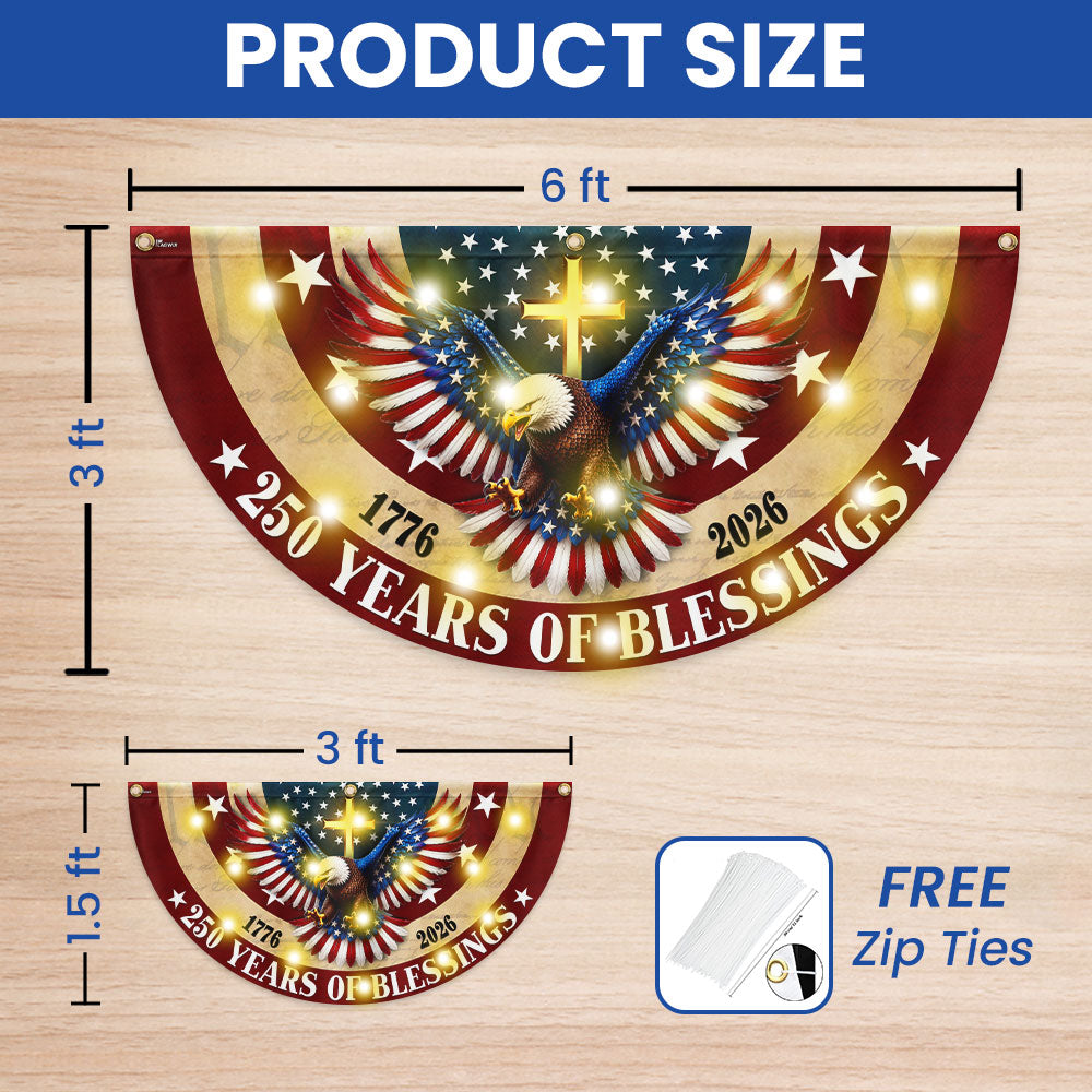 Christian Flag, 250 Years of Blessings Patriotic Eagle Cross Solar Led Fan Flag