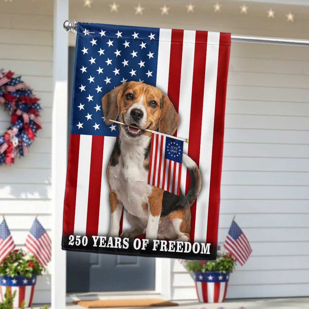 Dog American Flag, 250 Years of Freedom Beagle Dog US Flag