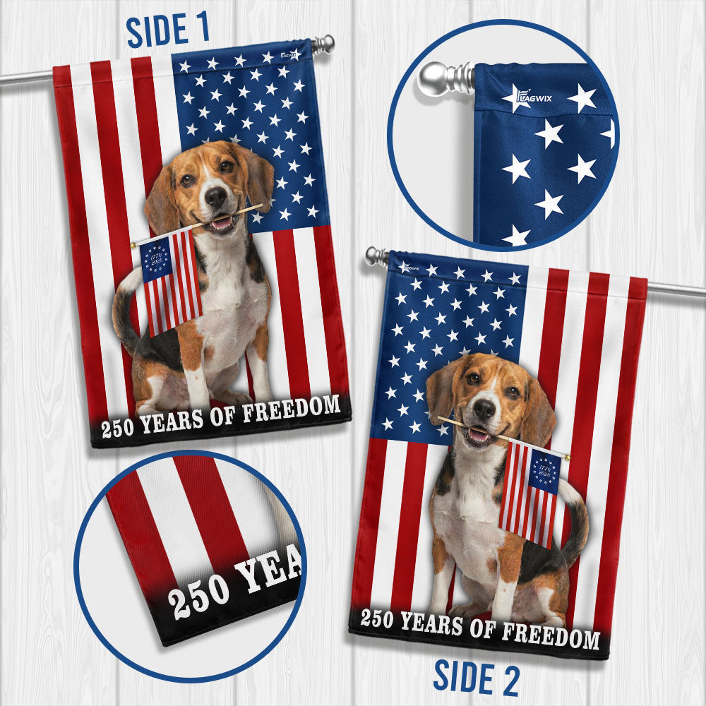 Dog American Flag, 250 Years of Freedom Beagle Dog US Flag