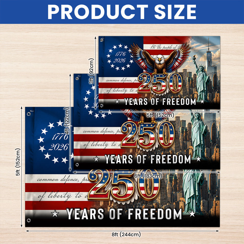 Betsy Ross Flag, 250 Years of Freedom Liberty We The People Grommet Flag