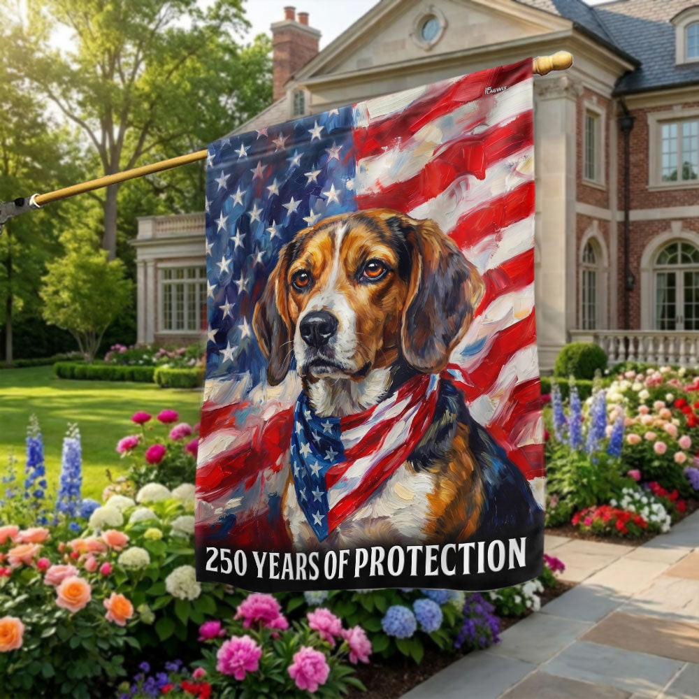 Dog American Flag, 250 Years of Protection Beagle Dog US Flag
