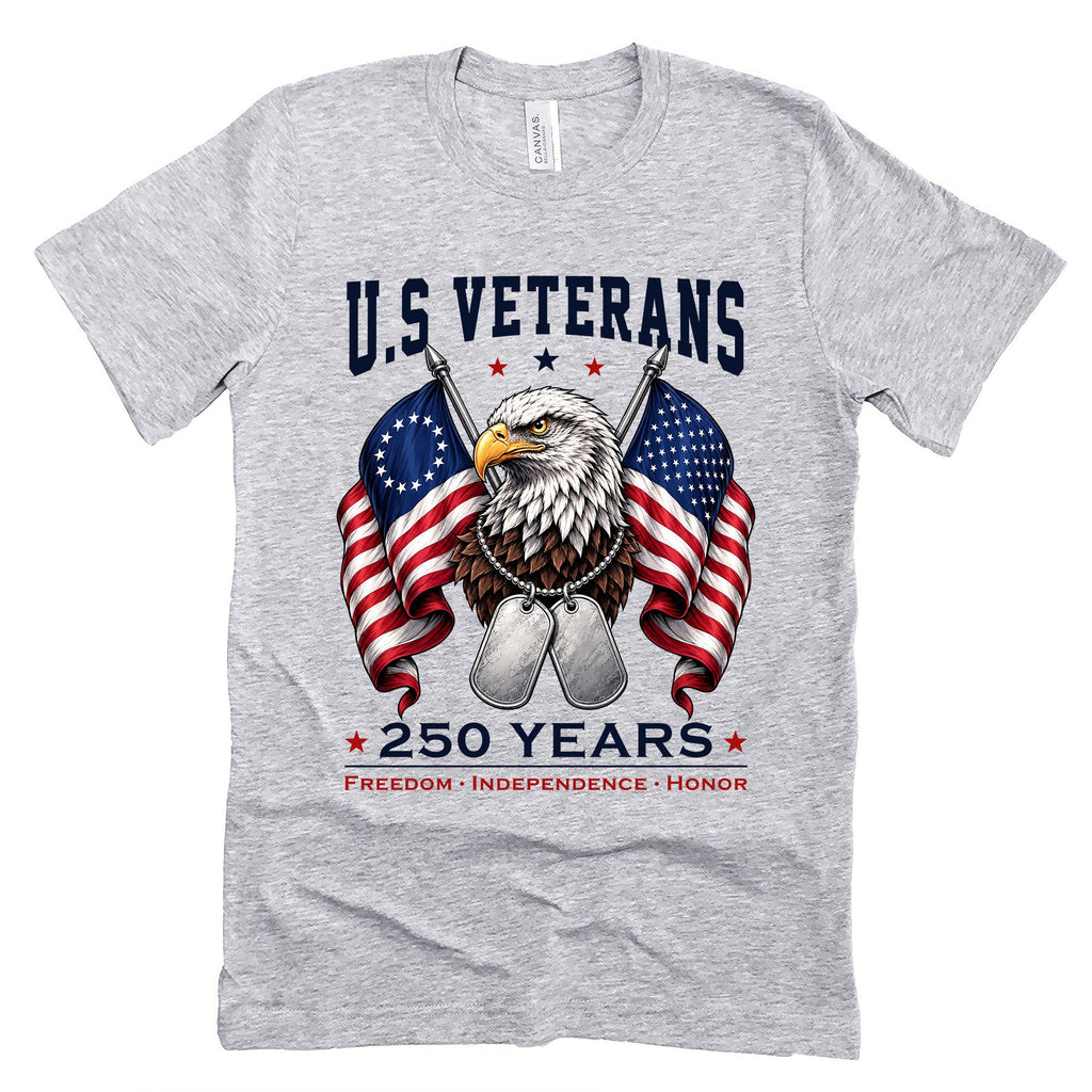 Patriotic T-shirt, 250 Years Freedom Independence Honor Eagle Betsy Ross Tee
