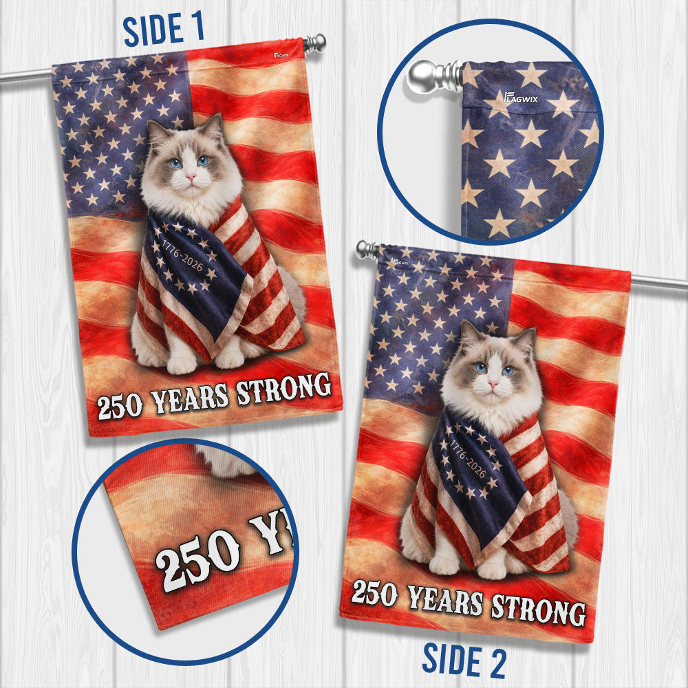 Ragdoll American Patriot Flag, 250 Years Strong Cat US Flag