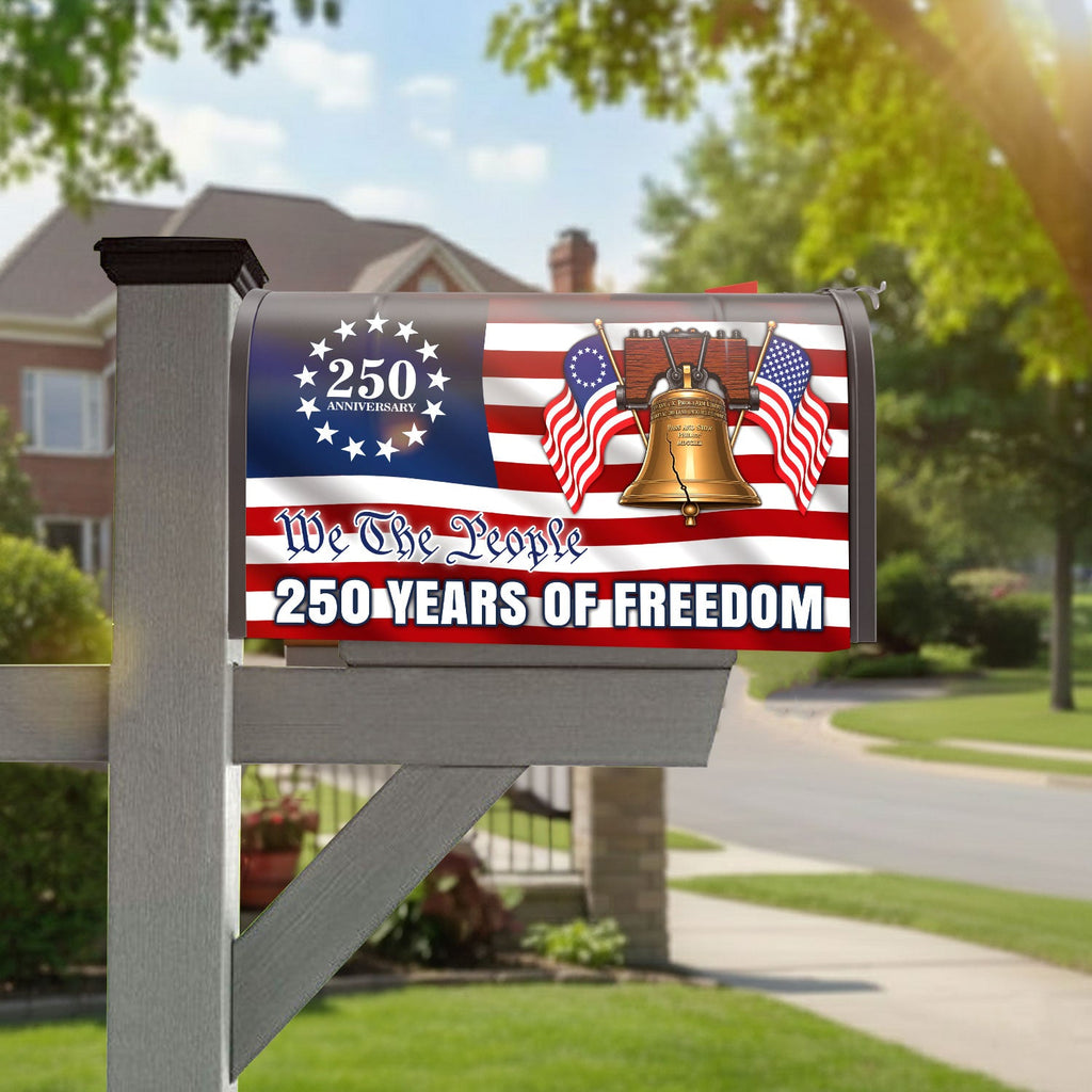 250 Years of Freedom Patriotic Liberty Bell Betsy Ross Flag Mailbox Cover
